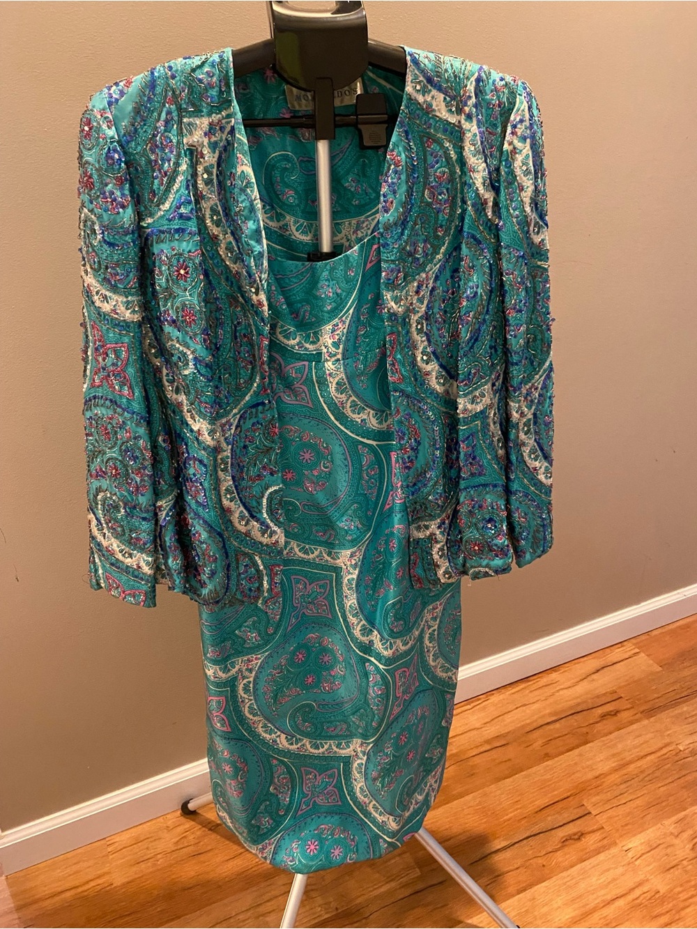 Silk Dress Jacket Beaded Vintage Silk Hong Kong British Crown Colony Montaldo’s